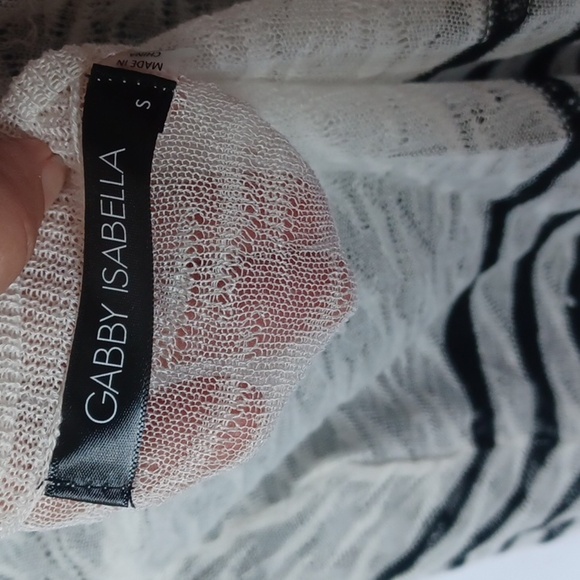 GABBY ISABELLA STRIPED BLACK & CREAM OVERSIZED SHEER SWEATER, Size S - Picture 5 of 6